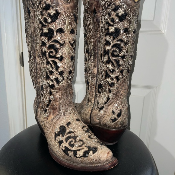 Elegant Black and Brown Women's Over the Knee Boots - Picture 1 of 5